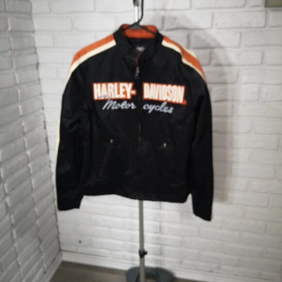 Harley-Davidson Jackets & Blazers - Harley-Davidson Ladies Size Medium Black & Orange Full Zip Lined Riding Jacket